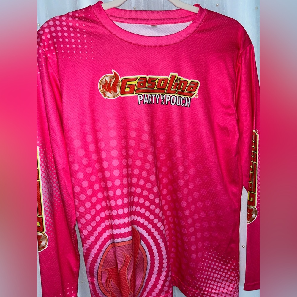 Hot Pink Gasolina Party in a Pouch Jersey Long Sleeve Shirt, Exclusive. XS. New.